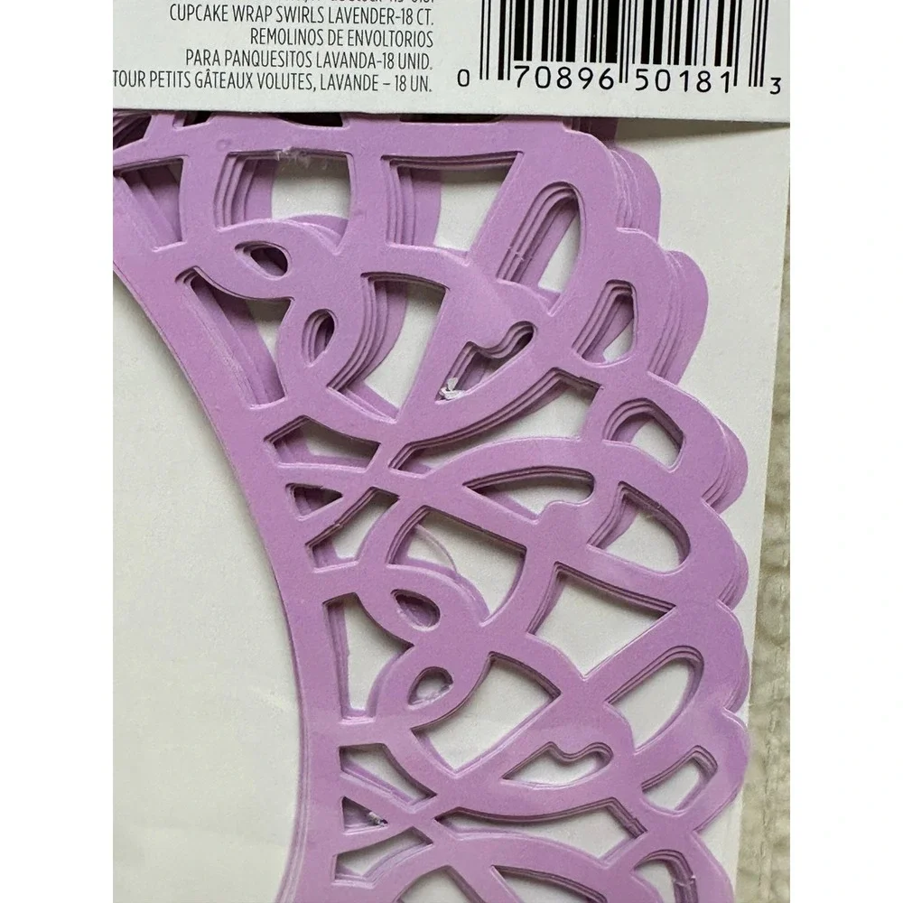 Wilton Cupcake Wraps‎ Lavender Swirl Laser Cut Decorative Collars 18 Count